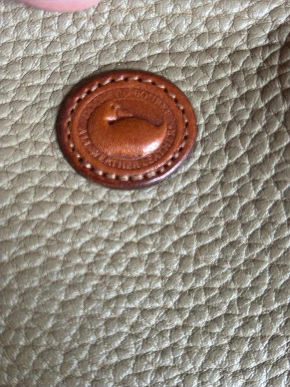 Dooney & Bourke Taupe Pebble Leather Coin Purse with Tan Trim